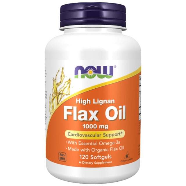 Flax Oil (High Lignan) 1000 mg - 120 Гел капсули  NOW Foods - Nutra Best Bulgaria
