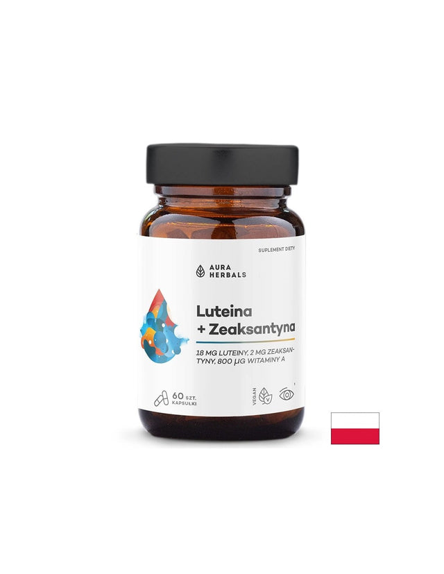 Лутеин 18 mg + Зеаксантин 2 mg Поддържане на зрението и защита от синя светлина 60 капсули  Aura Herbals - Nutra Best Bulgaria