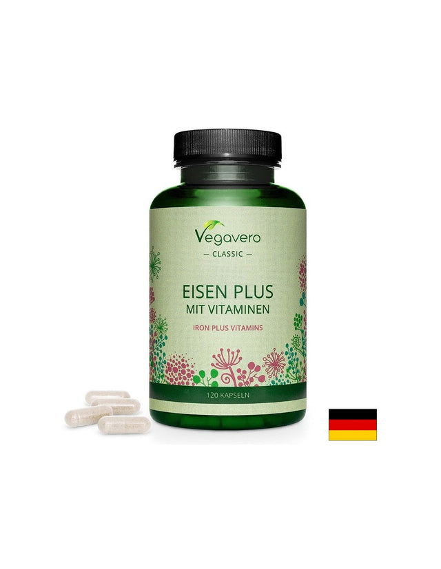 Желязо + Витамини (С, В2,В6, В12 и фолиева киселина) - Eisen Plus Mit Vitaminen, 120 капсули Vegavero  Vegavero - Nutra Best Bulgaria