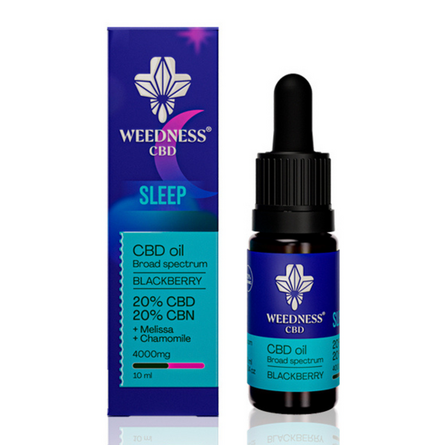 Сън СБД масло 20% + СБН 20% Широк спектър |Къпина (10ml)  Weedness - Nutra Best Bulgaria