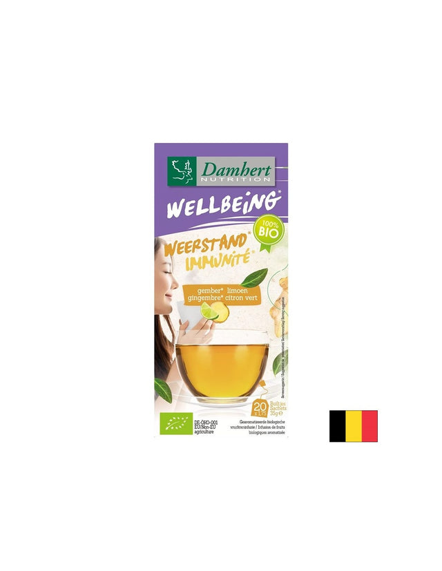 Чай за имунитет с джинджифил и лайм БИО, 20 филтърни пакетчета  Damhert - Nutra Best Bulgaria