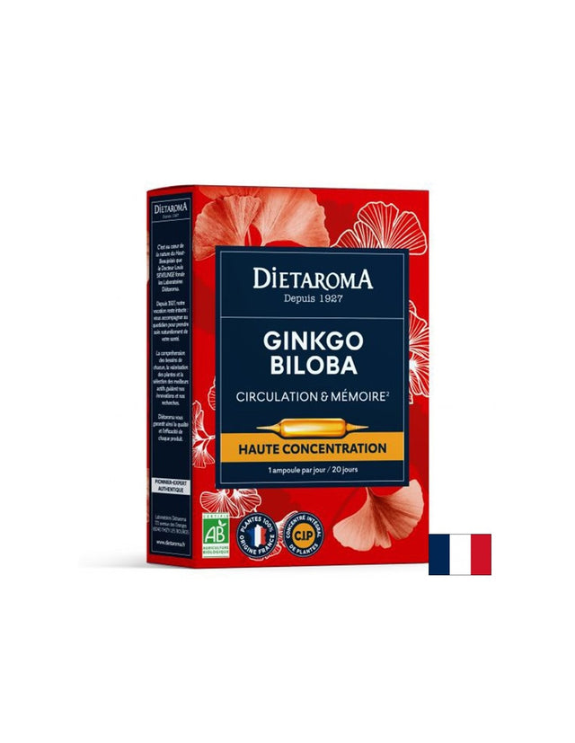 Памет и концентрация - Гинко Билоба, 20 ампули за пиене  Dietaroma - Nutra Best Bulgaria