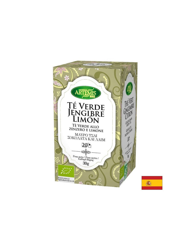 Зелен чай с джинджифил и лимон, БИО, 20 филтърни пакетчета  Herbes del Molí - Nutra Best Bulgaria