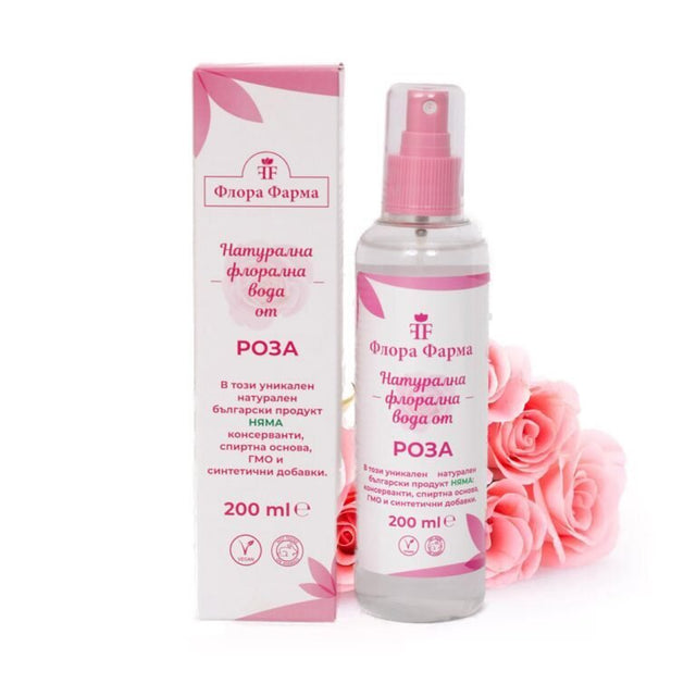 Натурална флорална вода от роза – 200 мл FLORA PHARMA  Флора Фарма - Nutra Best Bulgaria