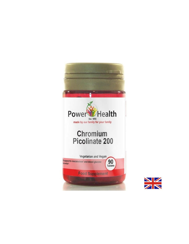 Контрол на апетита и кръвната захар - Хром (пиколинат), 200 μg х 90 таблетки  Power Health - Nutra Best Bulgaria