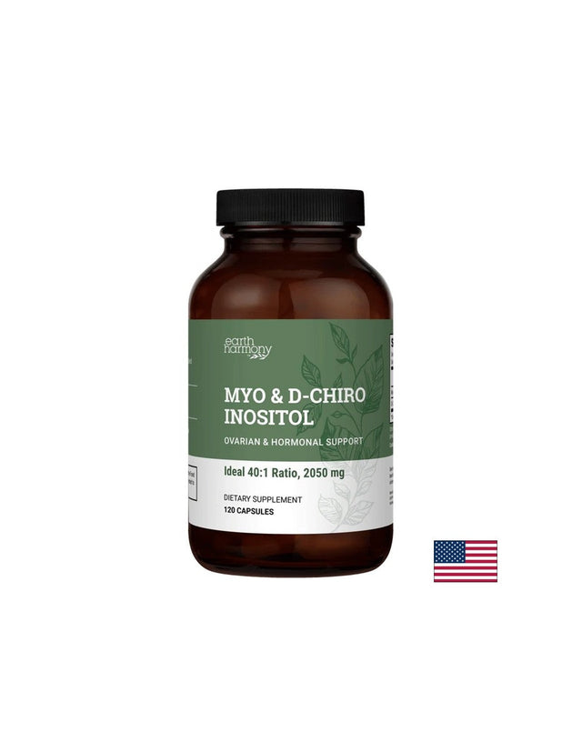 Мио-инозитол 2000 mg + D-хиро-инозитол 50 mg – Хормонален баланс и метаболитна подкрепа, 120 капсули  Earth Harmony - Nutra Best Bulgaria