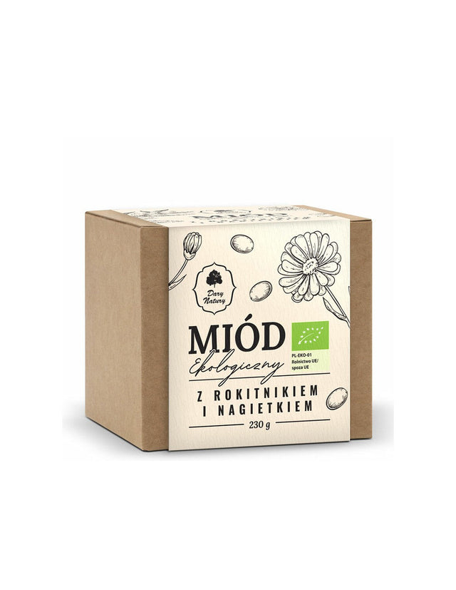 Пчелен мед с плод от облепиха (морски зърнастец) и невен Био, 230 g  Dary Natury - Nutra Best Bulgaria