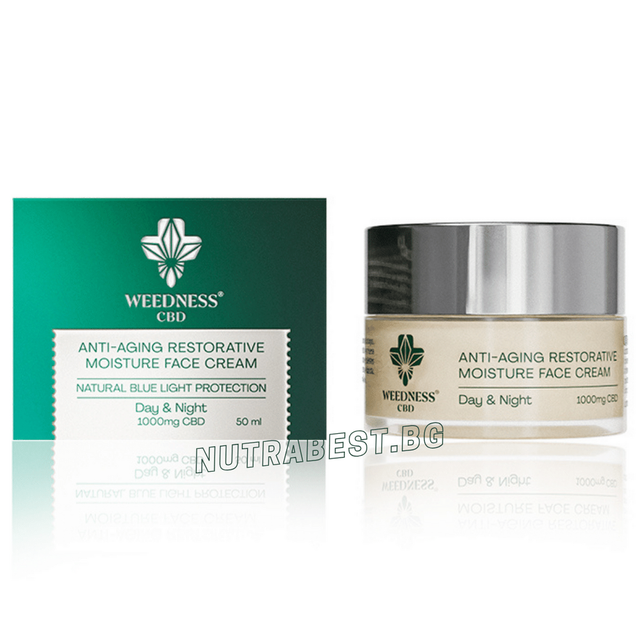 24-часов крем за лице против стареене | 1000mg СБД (50ml)  Weedness СБД  Weedness - Nutra Best Bulgaria