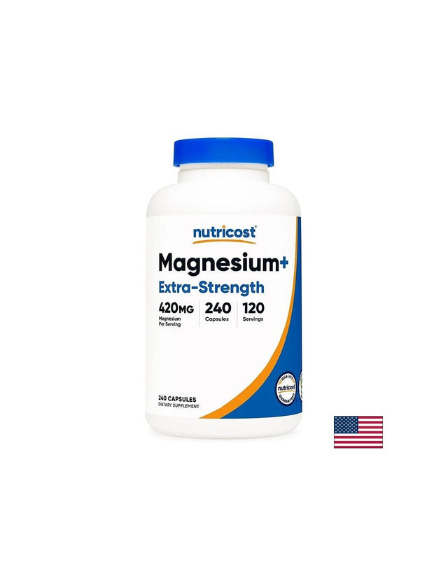 Грижа за мускулите и сърцето - Магнезий (оксид, бисглицинат), 240 капсули  Nutricost - Nutra Best Bulgaria