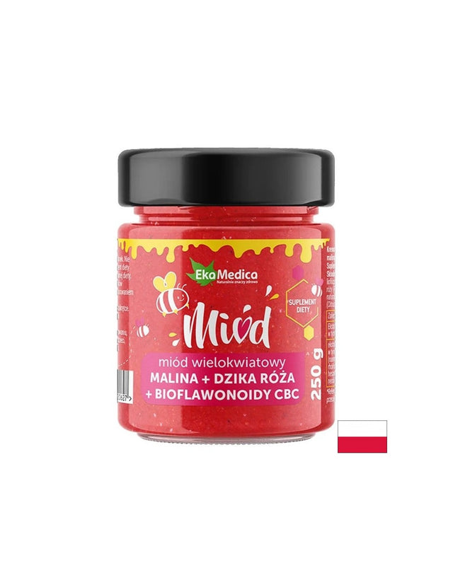Пчелен мед с малина, шипка и биофлавоноиди – За имунитет, 250 g  Ekamedica - Nutra Best Bulgaria