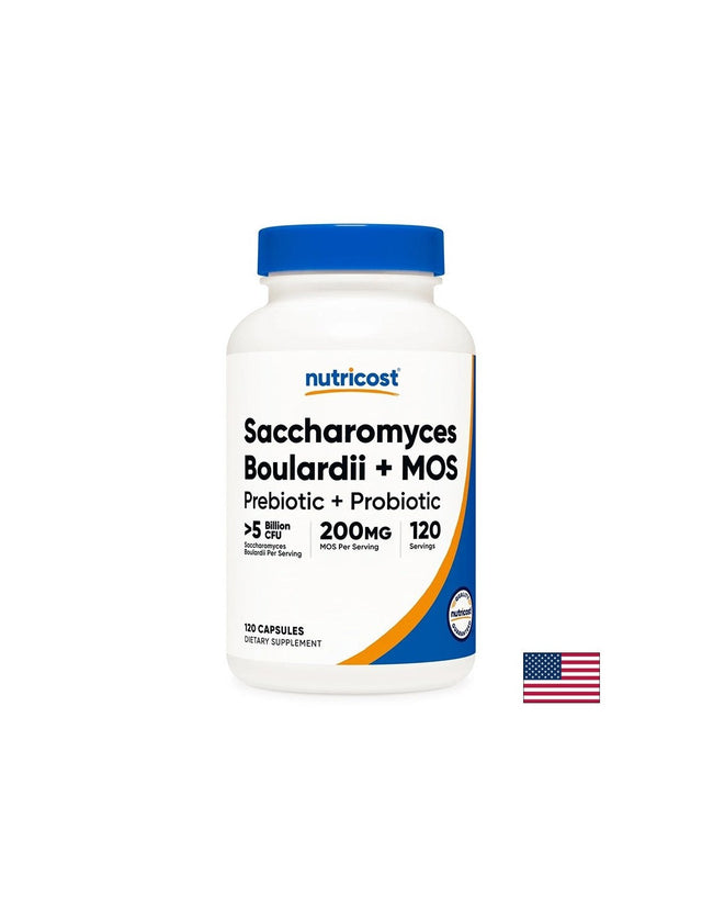 Сахаромицес буларди 250 mg + олигозахариди 200 mg – За стомашно-чревен баланс, 120 капсули  Nutricost - Nutra Best Bulgaria