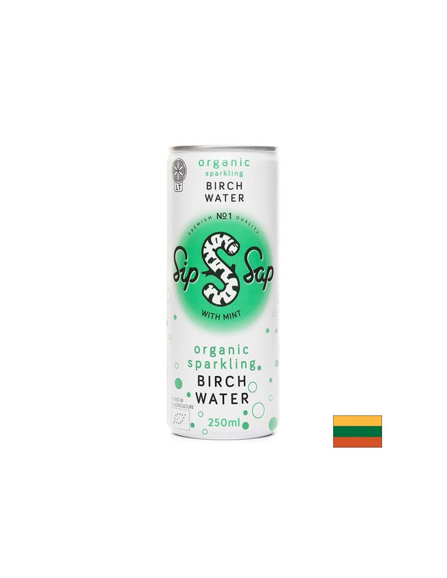 Детоксикация и тонус - Био брезов сок с вкус на мента (газиран), 250 ml  Sip Sap - Nutra Best Bulgaria