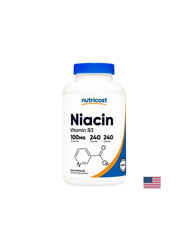 Нервна система - Витамин В3 (Ниацин), 100 mg х 240 капсули  Nutricost - Nutra Best Bulgaria