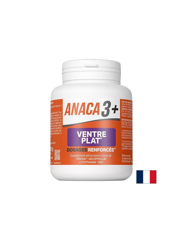 Формула за плосък корем Анака3+ - С билки, водорасли, калций и цинк, 120 капсули  Anaca3 - Nutra Best Bulgaria