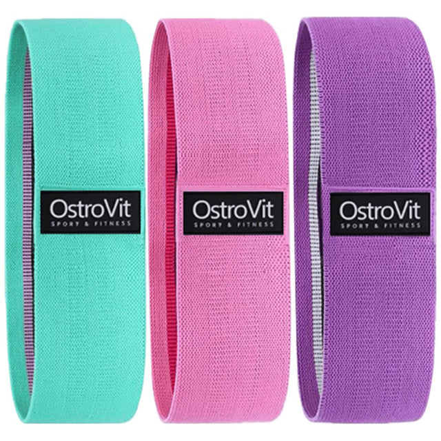 Комплект тренировъчни ластици с памучно покритие / 3 части 3 бр.  OstroVit - Nutra Best Bulgaria