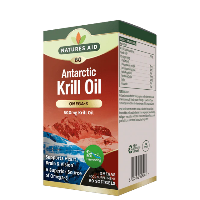 Омега 3 масло от Антарктически Kрил (Antarctic Krill Oil Superba) 500мг 60 меки капсули NaturesAid - Nutra Best