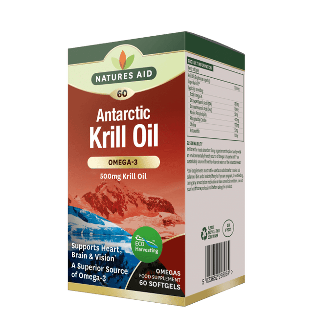 Омега 3 масло от Антарктически Kрил (Antarctic Krill Oil Superba) 500мг 60 меки капсули NaturesAid  Natures Aid - Nutra Best Bulgaria