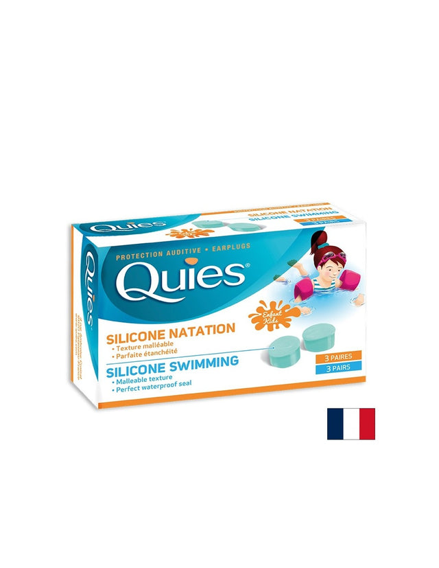Меки водоустойчиви силиконови тапи за уши за плуване за деца за многократна употреба, 3 чифта  Quies - Nutra Best Bulgaria