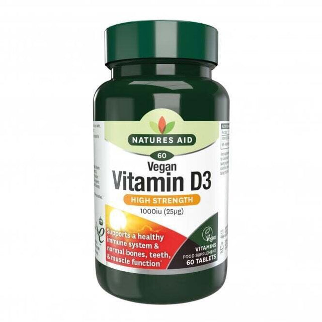 Витамин Д3 (Vitamin D3) 1000iu 60 веган таблетки NaturesAid  Natures Aid - Nutra Best Bulgaria