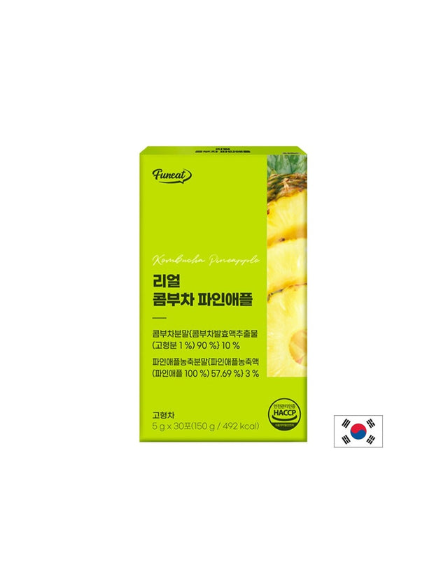 Ферментирала комбуча с ананас – освежаваща напитка - Пробиотична подкрепа и чревен комфорт, 30 сашета  Funeat - Nutra Best Bulgaria