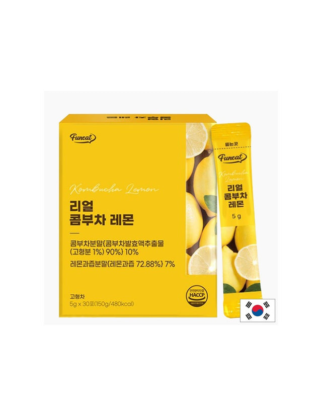 Ферментирала комбуча с лимон – освежаваща напитка - Пробиотична подкрепа и енергия, 30 сашета  Funeat - Nutra Best Bulgaria