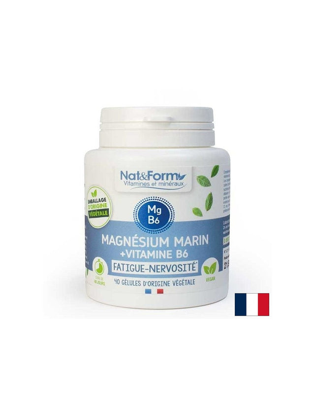 Грижа за сърцето и мускулите - Магнезий 300 mg и Витамин В6 1.4 mg, 40 капсули  Nat&Form - Nutra Best Bulgaria