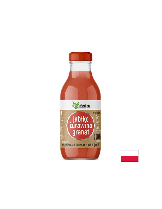 Сок от ябълки, червени боровинки и нар - Имунна и антиоксиданта защита, 300 ml  Ekamedica - Nutra Best Bulgaria