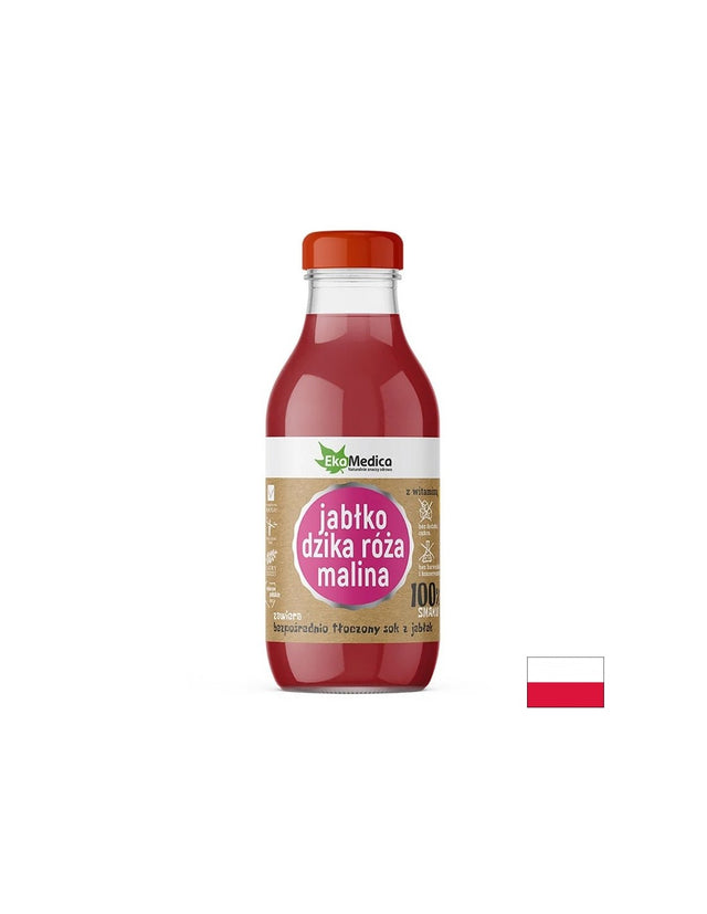 Ябълка + Шипка + Малина + Витамин С – Натурална подкрепа за имунитета, сок 300 ml  Ekamedica - Nutra Best Bulgaria
