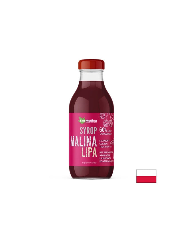 Малина + Липа – Успокоява гърлото и подкрепя имунитета, сироп 300 ml  Ekamedica - Nutra Best Bulgaria