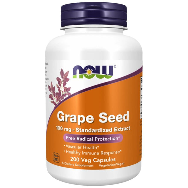 Grape Seed 100 mg | Standardized Extract - 200 капсули  NOW Foods - Nutra Best Bulgaria
