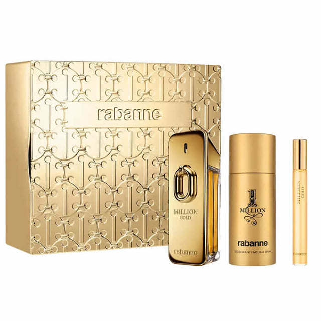 Rabanne Million Gold Eau de Parfum Intense Spray 100ml Set 3 Pieces - Nutra Best Bulgaria