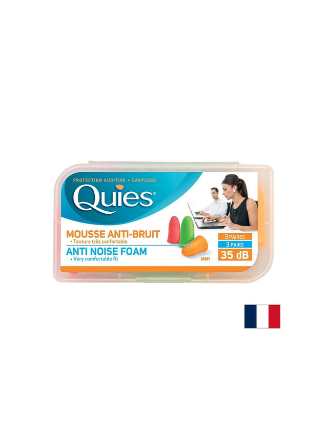 Тапи за уши за възрастни от мека полиуретанова пяна 35 dB за еднократна употреба, 3 чифта  Quies - Nutra Best Bulgaria