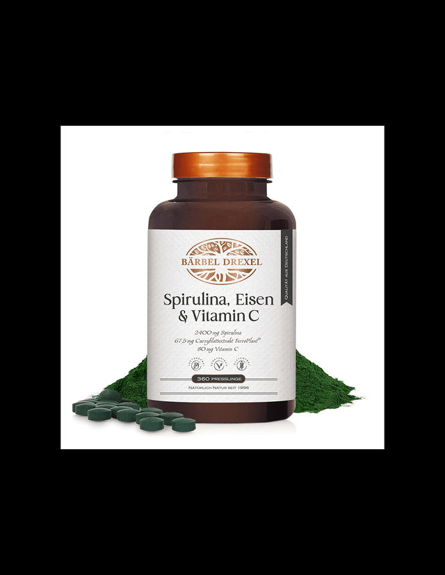 Желязо от спирулина и къри & витамин С от ацерола - Формула срещу анемия и умора, 360 таблетки  Bärbel Drexel - Nutra Best Bulgaria
