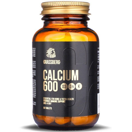 GRASSBERG Calcium 600 + D3+Zn+K - 90 tabs. - Nutra Best Bulgaria