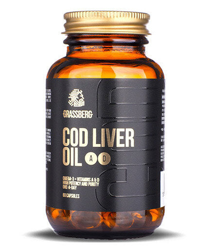 GRASSBERG Cod Liver Oil + A+D  60 Softgels - Nutra Best Bulgaria