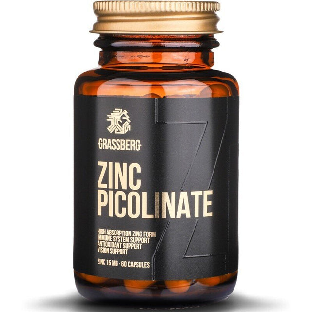 GRASSBERG Zinc Picolinate 15mg - High Absorbtion 60 Caps - Nutra Best Bulgaria
