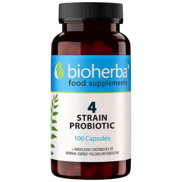 4 Strain Probiotic | with Riboflavin - 100 капсули  Bioherba - Nutra Best Bulgaria