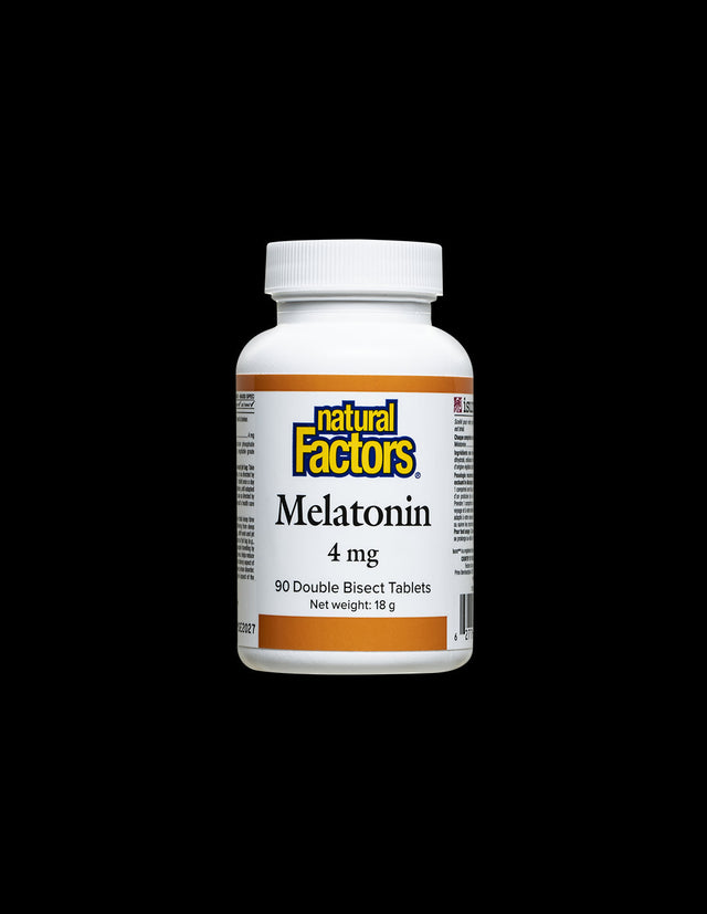 Безсъние - Мелатонин, 4 mg x 90 таблетки, с 2 делителни черти  Natural Factors - Nutra Best Bulgaria
