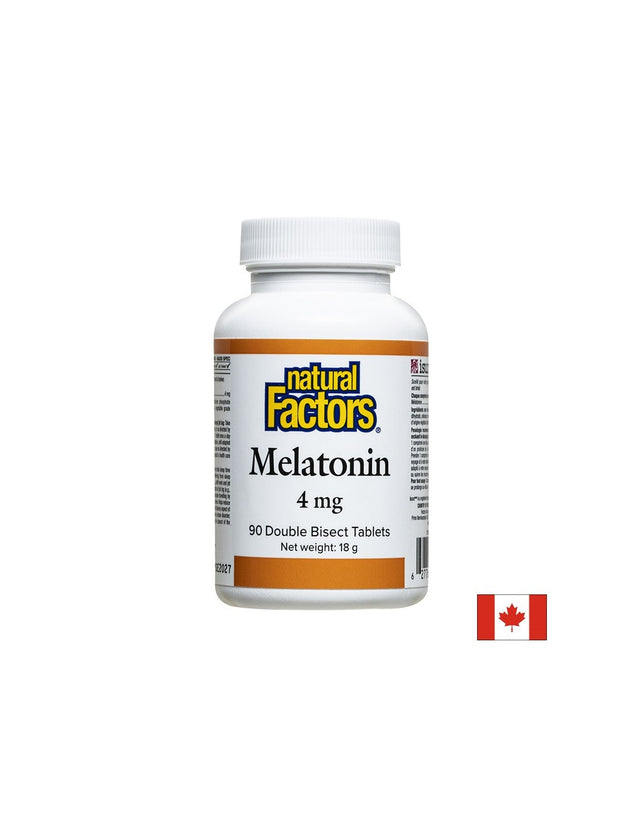 Безсъние - Мелатонин, 4 mg x 90 таблетки, с 2 делителни черти  Natural Factors - Nutra Best Bulgaria