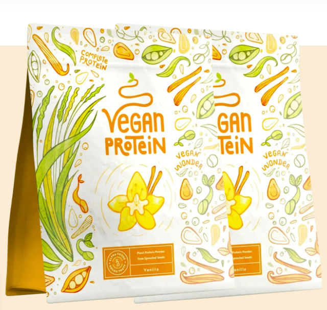 Веган Протеин (Ванилия) + Ензимен Комплекс - (2 x 600 г)  Alpha Foods - Nutra Best Bulgaria