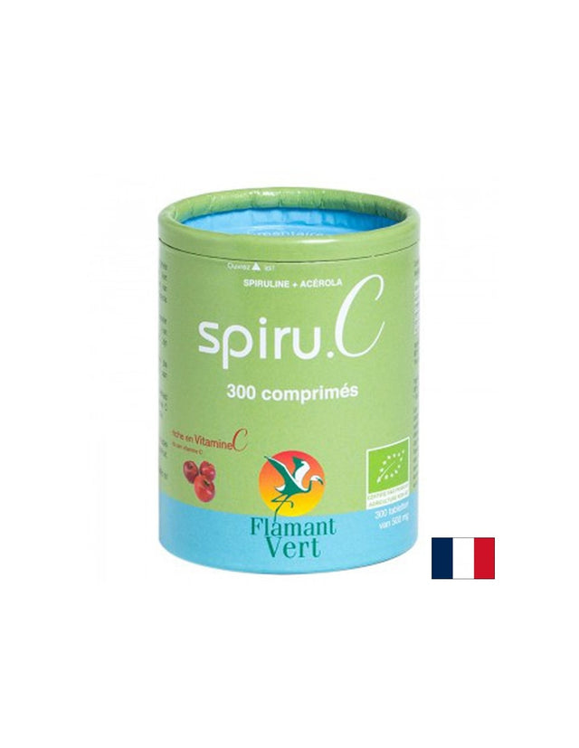 Имунитет - Спирулина 400 mg  + Aцерола 100 mg Spiru C, Био, 300 таблетки  Flamant Vert - Nutra Best Bulgaria