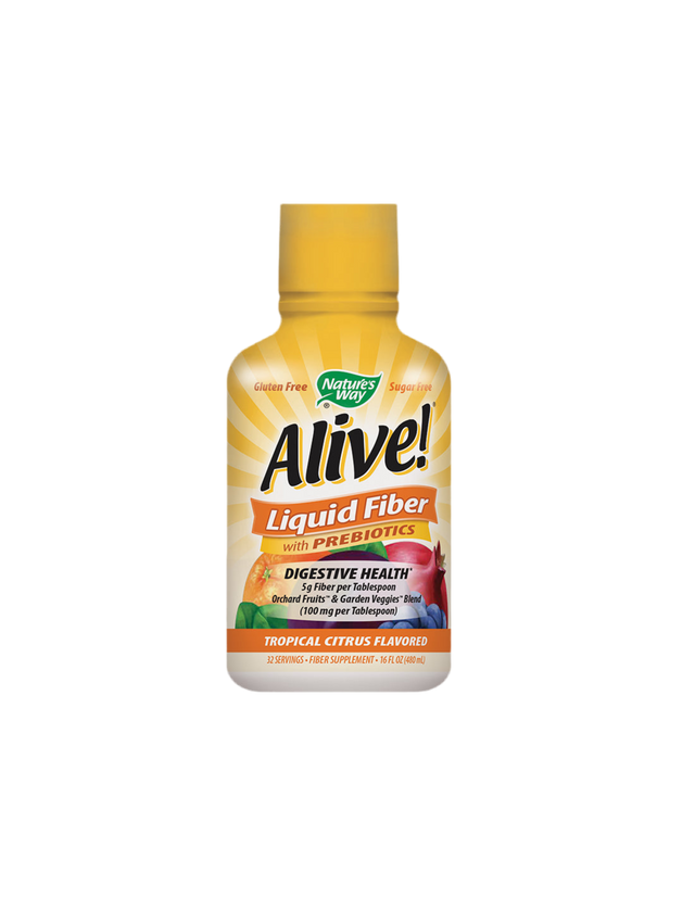 Течни фибри с пребиотици Алайв - Alive! Liquid Fiber With Prebiotics, 480 ml, 32 дози (с цитрусов вкус) - Nutra Best Bulgaria