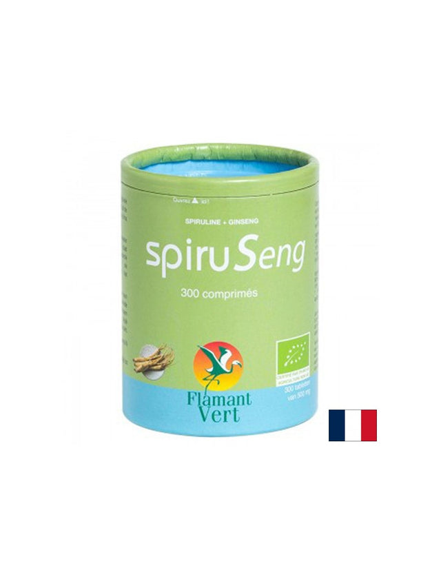 Имунна и нервна системи - Спирулина 450 mg + Азиатски женшен 100 mg Spiru Seng, 300 таблетки  Flamant Vert - Nutra Best Bulgaria