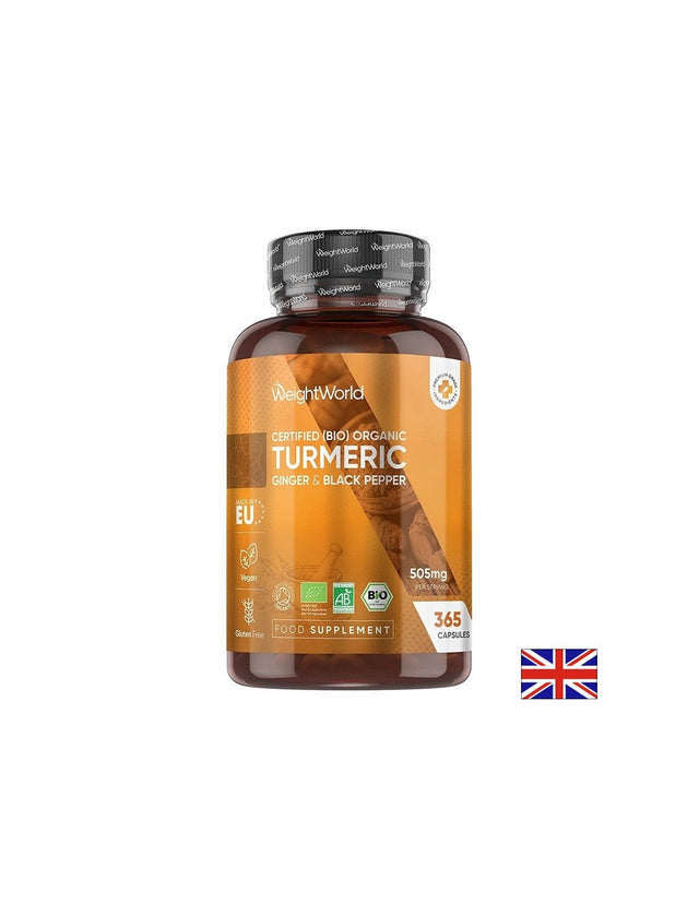 Куркума 480 mg + Джинджифил 20 mg + Черен пипер Здрави стави и добро храносмилане 365 капсули  WeightWorld - Nutra Best Bulgaria