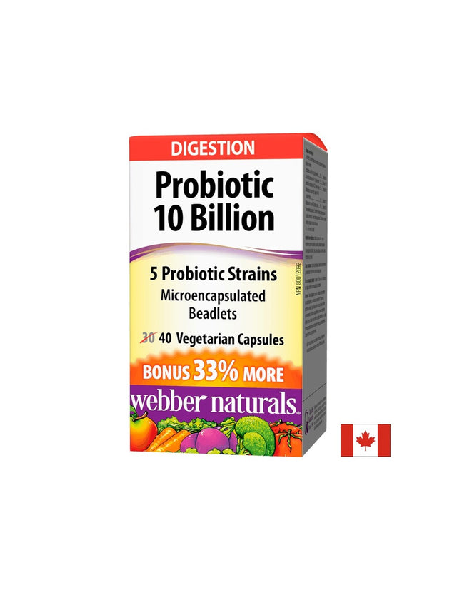 Пробиотик 5 щама, 10 млрд. активни пробиотици х 40 капсули  Webber Naturals - Nutra Best Bulgaria