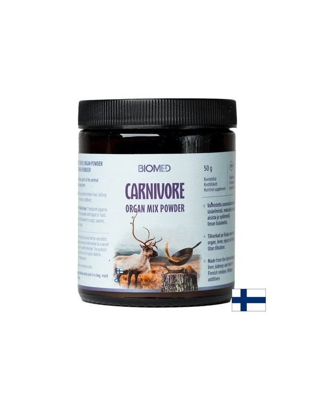 Лиофилизиран черен дроб, бъбрек и сърце от финландски северен елен, 50 g, прах  Biomed - Nutra Best Bulgaria