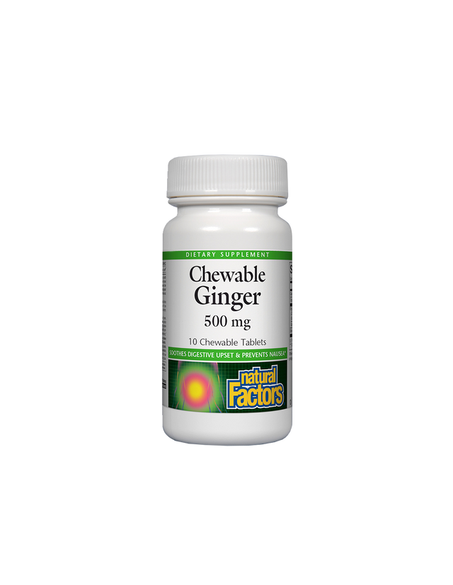 Срещу гадене - Джинджифил, 500 mg х10 дъвчащи таблетки Natural Factors  Natural Factors - Nutra Best Bulgaria