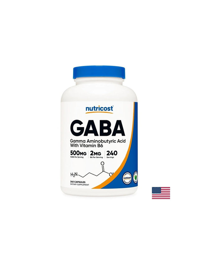 Мозъчна и нервна система - ГАБА 500 mg + Витамин В6 2 mg, 240 капсули  Nutricost - Nutra Best Bulgaria