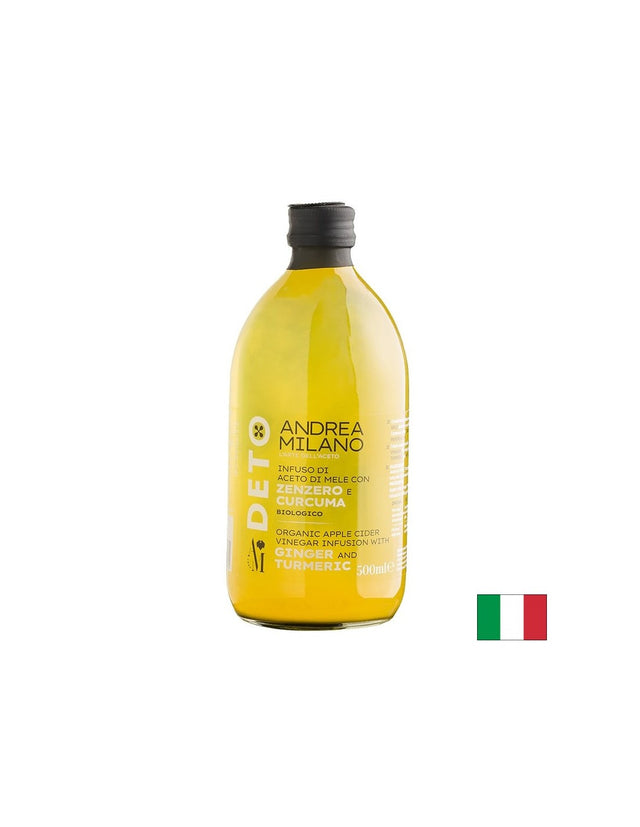 Нефилтриран ябълков оцет с джинджифил и куркума Био, 500 ml  Acetificio Andrea Milano - Nutra Best Bulgaria