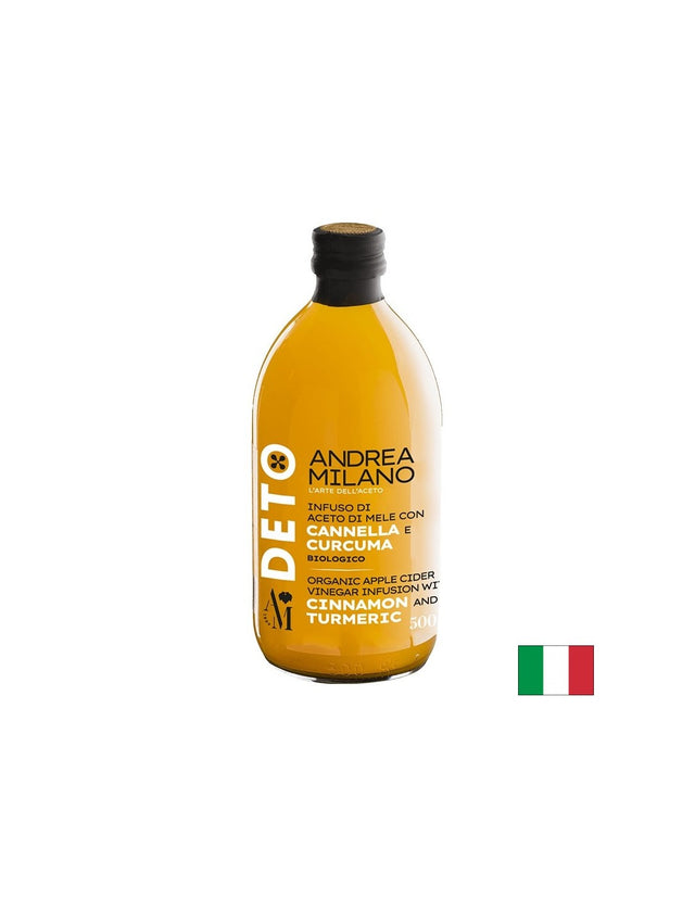 Нефилтриран ябълков оцет с канела и куркума Био, 500 ml  Acetificio Andrea Milano - Nutra Best Bulgaria